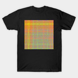 Wavy Plaid Rainbow on Yellow Green Repeat 5748 T-Shirt